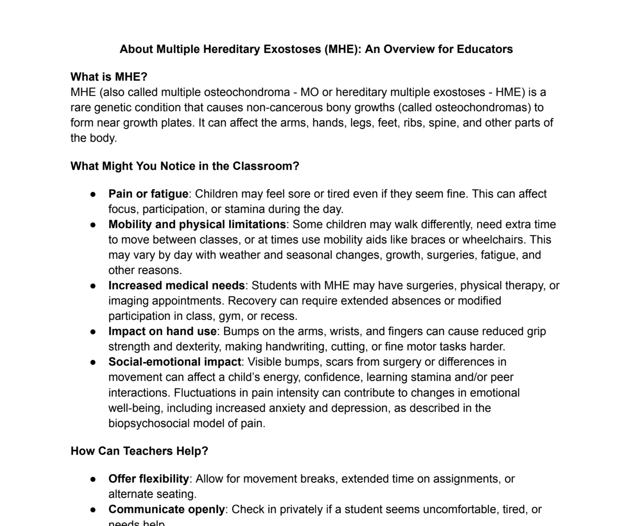 about mhe doc for educators